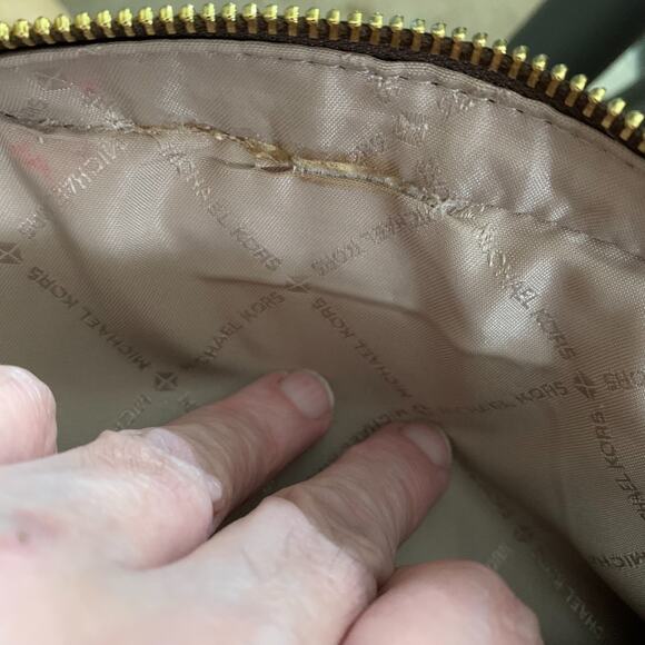 MICHAEL KORS Jet Set Logo Chain Camera XBody Bag Dark Brown Logo Pink Trim - Picture 12 of 16